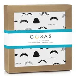 Пелюшка багаторазова Cosas непромокаюча Mustache 100x120 см, біла