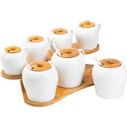 Набір баночок для спецій TS Kitchen HP248 з кришками та ложками 300/600 мл на підставці