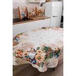 Скатертина Прованс Гарбузові гноми гобеленова овал 135х180 см (36337)