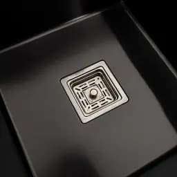 Кухонна мийка Platinum Handmade PVD L з нержавіючої сталі 1.0 мм квадратний сифон 65x50x23 см чорна - мініатюра 4