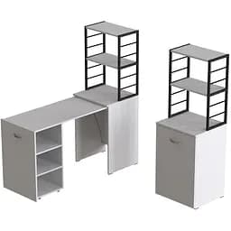 Стіл-тумба трансформер Смарт 4/1 з етажеркою Ferrum-decor 1430x1450x500 Чорний метал ДСП Біле 16 мм (FRD-105123)