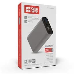 Універсальна мобільна батарея ColorWay 20000mAh Gray (CW-PB200LPH3GR-PDD) - мініатюра 5