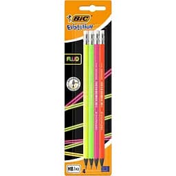 Карандаши чернографитные BIC Evolution Fluo с резинкой НВ 4 шт. (942053)