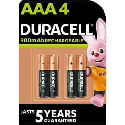 Аккумуляторы Duracell Rechargeable AAA 900 mAh HR03/DX2400, 4 шт. (5005015)