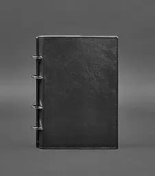Шкіряний блокнот на кільцях (софт-бук) 9.0 з твердою чорною обкладинкою