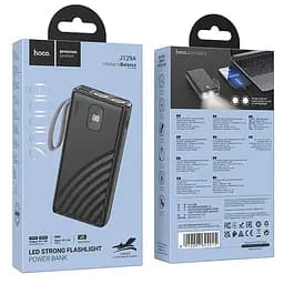 Портативний ЗП Power Bank Hoco J129A Nature flashlight 20000 mAh Black - мініатюра 5
