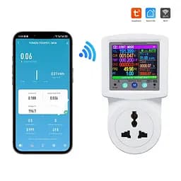 Розумна розетка з реле контролю напруги, струму, потужності з Wi-Fi (Tuya) TOMZN TOVPD1-SKW Universal+EU 16A, моніторинг енергоспоживання (51-00125) - мініатюра 4