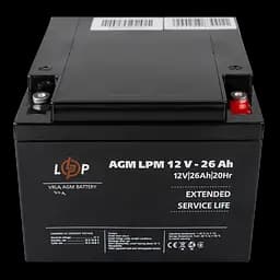 Аккумулятор AGM LPM 12V - 26 Ah під болт М5 - мініатюра 2