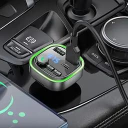 АЗП FM модулятор Borofone BC48 Broad 18W+QC3.0 (2USB-A/1C) Black - мініатюра 4