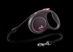 Поводок-рулетка Flexi Black Design M, для собак до 20 кг, трос 5 м, черный с розовым (FU22C5.251.S CP)