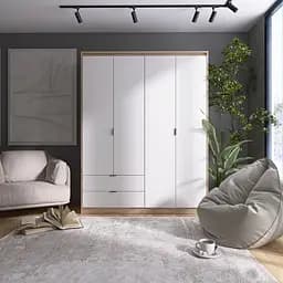 Шкаф распашный для одежды с выдвижными ящиками (штанга-штанга) Эверест Сити-1600 160,2х50х204,6 см Дуб сонома/Белый (DTM-071096)