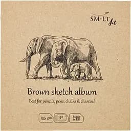 Альбом для эскизов SM-LT Art Authentic Layflat 14х14см 135г/м2 32л коричневый цвет