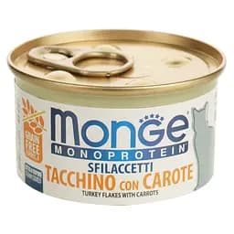 Вологий корм Monge Cаt Monoprotein м'ясні пластівці, індичка та морква 80 г (70007191)