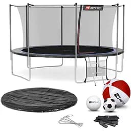 Батут Hop-Sport 14ft с внутренней сеткой 427 см черно-синий