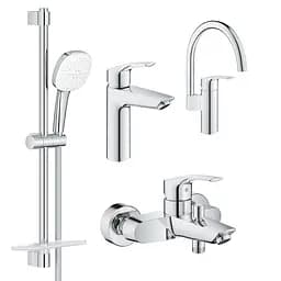 Набор смесителей Grohe Eurosmart 4 в 1 для ванной и кухни UA123248M3 Хром