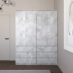 Шафа для одягу Vays зі штангою та полицями, 6 шухляд, комплект з 2 шаф R9+R16 Бетон