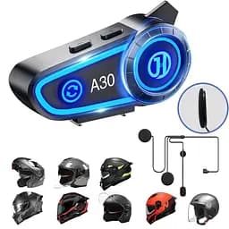 Наушник для мотоциклетного шлема A30, беспроводная 5.3 Bluetooth, водонепроницаемая IPX7, шумоподавление, FM-радио, аккумулятор 32H