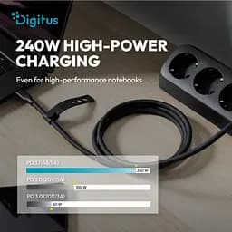 Кабель Digitus USB-C > USB-C заряджання/синхронізації, USB4 2.0, 80G, 240W, 16K, силіконовий, 1м, чорний - мініатюра 3