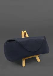 Кожаный чехол для очков с клапаном на магните Синий Crazy Horse