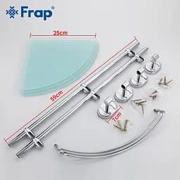 Полиця Frap скляна потрійна кутова 250x250 F1907-3 1/10, Хром - мініатюра 5