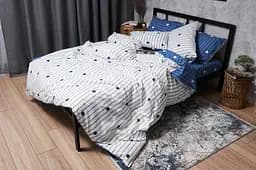 Комплект постільної білизни Moon&Star Бязь Gold Люкс Peas Blue King Size 220x240 наволочки 2х50х70 - мініатюра 5