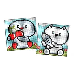 Алмазна мозаїка "Пінгвін та ведмежатко" Ідейка AMG1092, 9x9 см