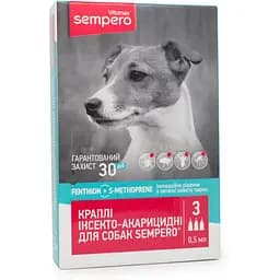 Капли на холку Vitomax Sempero противопаразитарные для собак 3-25 кг, 0.5 мл, 3 пипетки