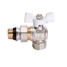 Кран кульовий кутовий з американкою Q Professional QP004 PN40 1/2″ антипротікання, Білий метелик - мініатюра 3