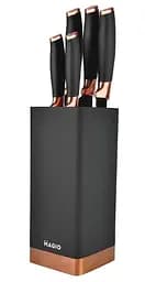 Універсальний набір кухонних ножів з підставкою Magio MG-1092 5 ножів для кухні Чорні