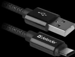 Кабель USB AM - Type-C, 1 м, чорний, Defender USB09-03PROT, 2.1A (87814)