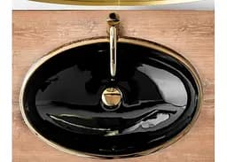 Умивальник Rea Meryl 60x40,5 black-gold (REA-U8811), Глянцева - мініатюра 4