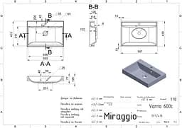 Умивальник Miraggio Varna 600 mirasoft 0001025, Білий матовий - мініатюра 2
