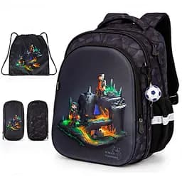Ортопедичний рюкзак School Standard 3 в 1 з пеналом та мішком Майнкрафт для хлопчика 475 гр 17,5 літрів Чорний