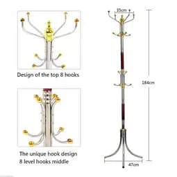 Металева підлогова стійка-вішалка для одягу Coat Rack тринога 16 гачків - мініатюра 5