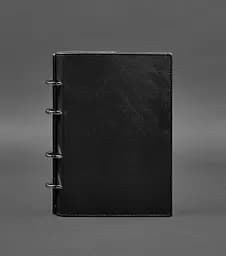 Шкіряний блокнот на кільцях (софт-бук) 9.0 з твердою вугільно-чорної обкладинкою