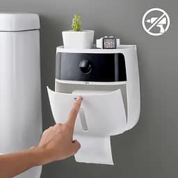 Тримач для туалетного паперу МВМ My Home BP-16, клейкий, білий з чорним (BP-16 WHITE/BLACK) - мініатюра 9
