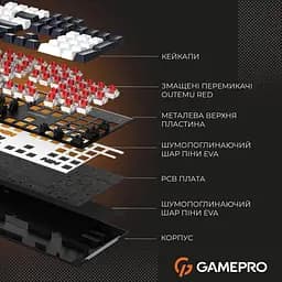 Клавіатура GamePro Genesis Metallic 100% Red switches (MK144B) - мініатюра 5