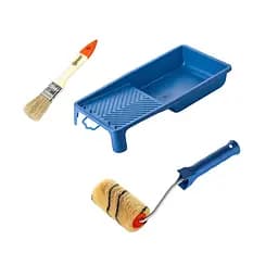 Валик "Премиум" 100х30 мм с ручкой, ванночка и кисточка "Стандарт" Polax (770-257)