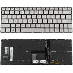 Клавіатура для ноутбука ASUS (UX334 series) rus, silver, без кадру, підсвічування клавіш (оригінал)