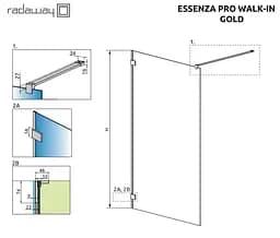 Душова перегородка Radaway Essenza Pro Gold 140 см 10103140-09-01 - мініатюра 6
