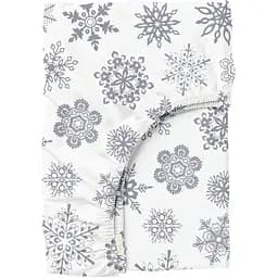 Простирадло Cosas на резинці фланель 100х200 snowflakes, срібло (Flannel_SnowflakesGrey_100x200x20)