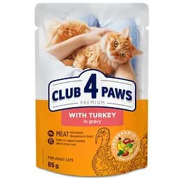 Вологий корм для дорослих котів Club 4 Paws Premium з індичкою 85 г