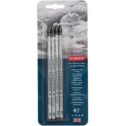 Набор графитных водорастворимых карандашей Derwent Watersoluble Graphitone 4 шт