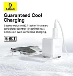 Мережевий адаптер Baseus Palm Fast Charger 1C 20 W + Cable Type-C to Type-C P10111602213-01 Білий - мініатюра 3