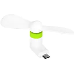 Вентилятор мобильный MicroUSB бело-зеленый