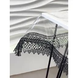 Силиконовая скатерть с черным кружевом 7 см 270х160 см