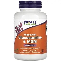 Препарат для суглобів і зв'язок NOW Vegetarian Glucosamine & MSM, 120 вегакапсул