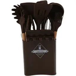 Набір кухонного приладдя ZP-053 на стійці 12 предметів коричневий