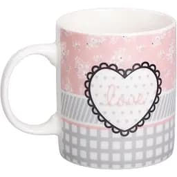 Чашка керамическая Liling Rongxiang Ceramic Love 400 мл серая с розовым RX-N240143GRE