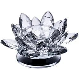 Подсвечник HP-4-90 крутящийся лотос стеклянный на одну свечу 11 x 11 x 6 см Прозрачный